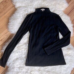 Black Wilfred Free Ribbed Textured Mock Neck Long Sleeve Size Small